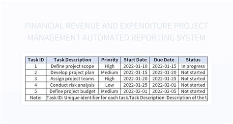 Financial Revenue And Expenditure Project Management Automated Reporting System Excel Template