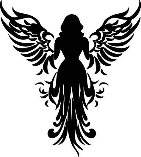 Angel black silhouette 39056049 Vector Art at Vecteezy