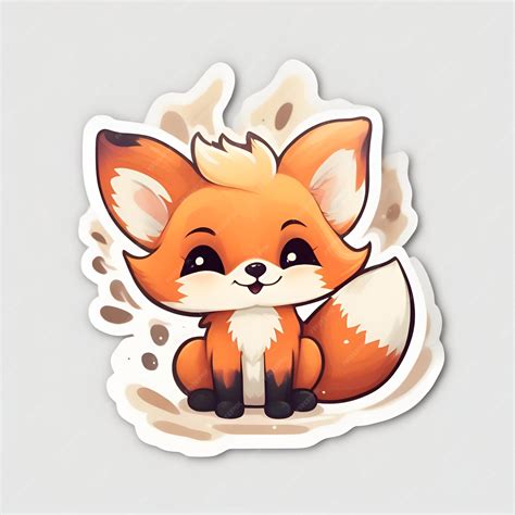 Premium Photo Cute Baby Fox Sticker Design Illustration