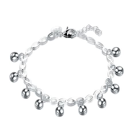 925 Sterling Silver Bracelets For Women Full Bell Balls Link Charms