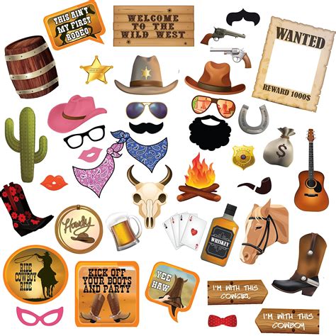 Amazon Blulu 26 Pieces West Cowboy Photo Booth Props Kit Cowgirl