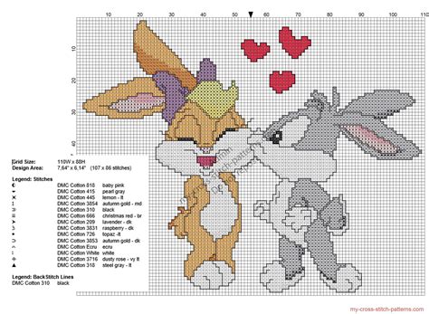 Baby Bugs Bunny And Lola Kiss Free Cross Stitch Pattern Free Cross