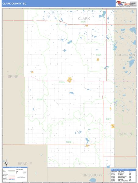 Clark County, South Dakota Zip Code Wall Map | Maps.com.com