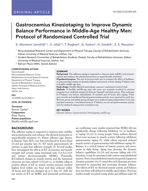 Pdf Gastrocnemius Kinesio Taping ® To Improve Dynamic Balance