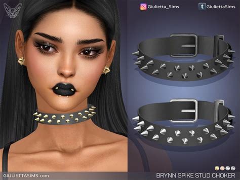 The Sims Resource Brynn Spike Stud Choker In 2024 Stud Choker