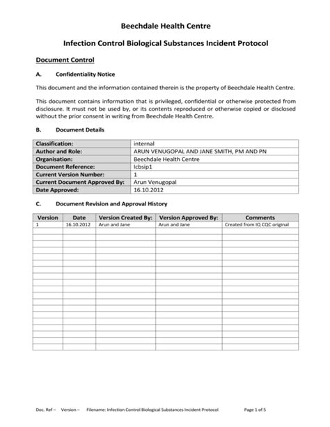 Infection Control Biological Substances Incident Protocol