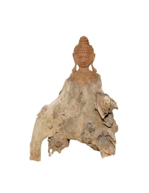 Bouddha racine sculptée 39cm Statue Artisanat balinais Spiritualis