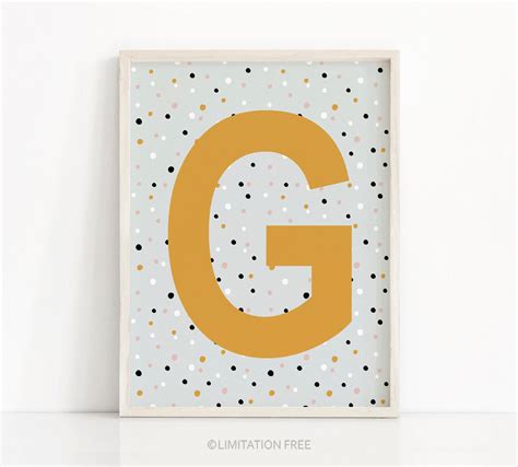 Nursery Print Letter G Monogram Print Kids Wall Art Etsy