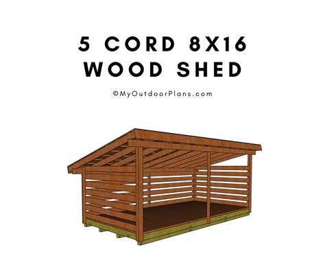 8x16 5 Cord Firewood Shed Plans Etsy