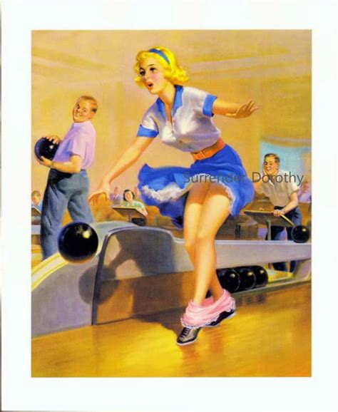 Blonde Bowler Loses Her Panties Vintage Pinup Girl Poster Etsy