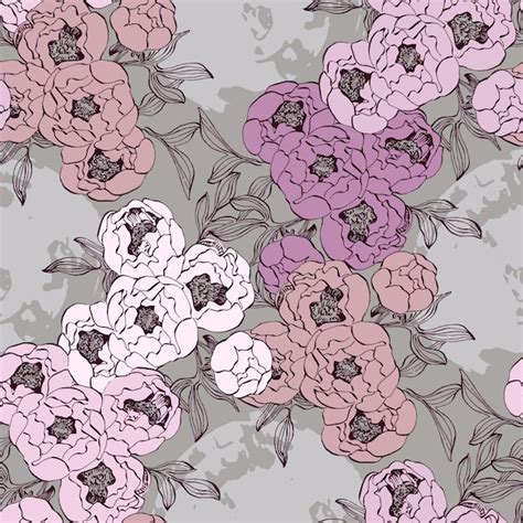 Patr N Floral Boho Sin Costuras Con Flores De Peon A Vector Premium