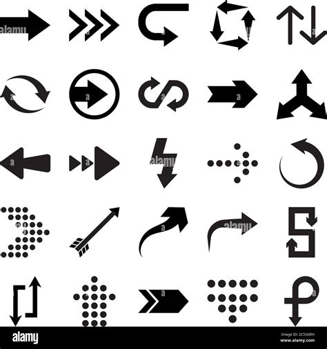 Dotted Arrows And Arrows Symbols Icon Set Over White Background Silhouette Style Vector