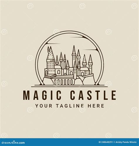 Magic Castle Line Art Logo Vector Illustration Template Icon Graphic