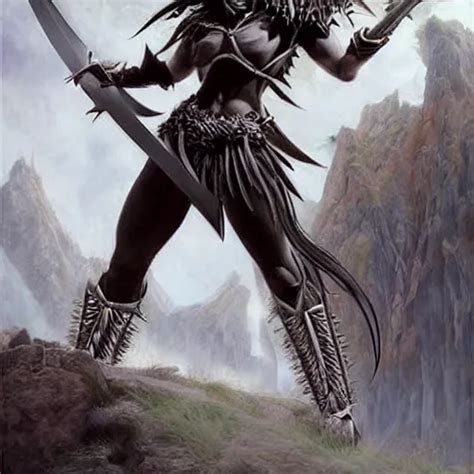 Realistic Art Style Warrior Girl Wild Spiky Black Stable Diffusion