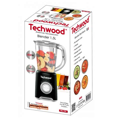 Blender Techwood TBL 786 500W 1 5 L 2 Viteze Lame Din Otel Negru