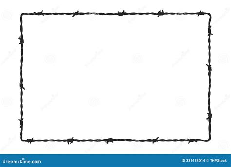 Barbed Wire Rectangle Frame Black Silhouette Vector Stock Illustration