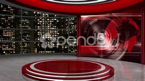 News Tv Studio Set 59 Virtual Green Screen Background Loop Stock