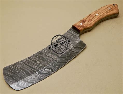 Damascus Butchers Knife Custom Handmade Damascus Steel Knif