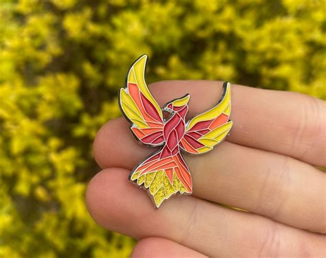 Phoenix Rising Pin Badge Etsy