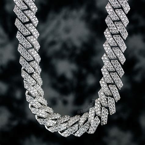 15mm Straight Edge Diamond Iced Cuban Link Chain In White Gold Bling