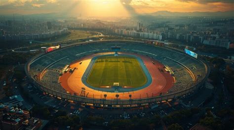 Arial View Of The Olimpic Stadium Premium AI Generated Image