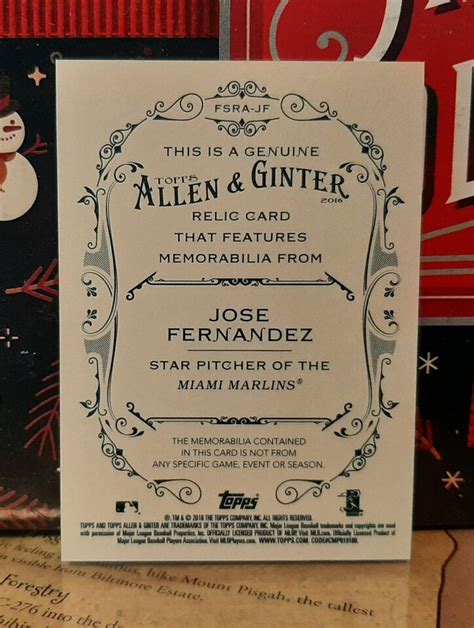 Jose Fernandez Relic A Topps Allen Ginter Game Used Jersey