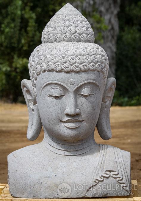 hand carved natural lava stone buddha bust  urna  eye