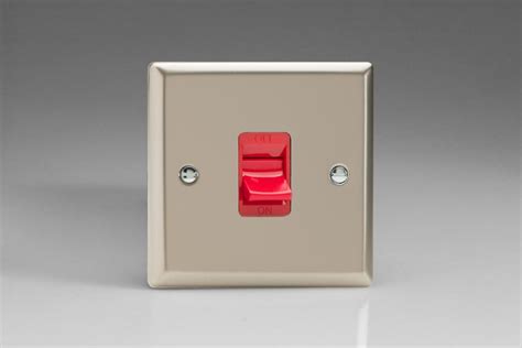 Varilight Classic 45a Cooker Switch Single Plate Red Rocker Red Satin Red Insert The