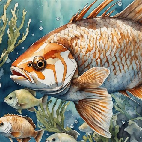 Premium Ai Image Watercolor Fish Illustration