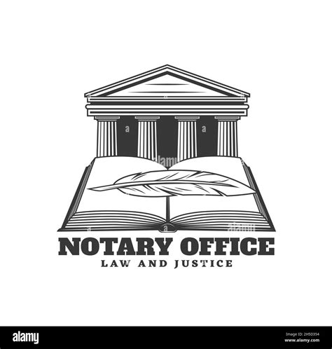 Notary Service Icon With Building And Book Vector Law Office Design