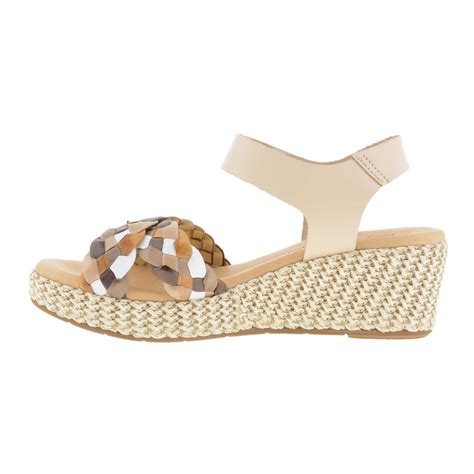 Sandalias cuña rafia y piel trenzada beige Pitillos Paula Alonso