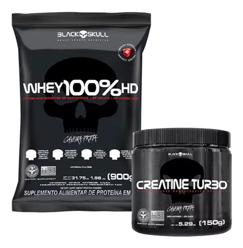 Combo Whey 100hd Refilcreatina Turbo 150g Black Skull Frete Grátis