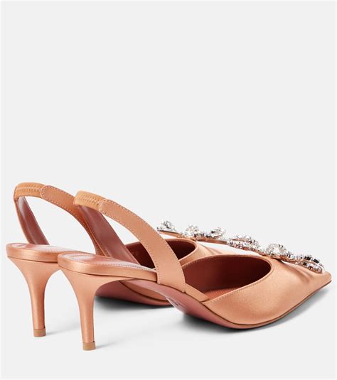 Rosie Satin Slingback Pumps In Beige Amina Muaddi Mytheresa