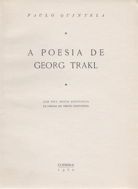 A Poesia De Georg Trakl De V Rtice No Con Uma Breve