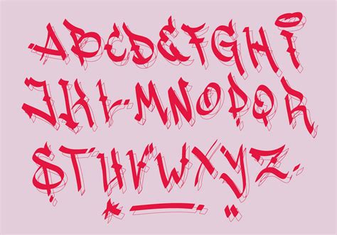 Red Black Letter Calligraphic Graffiti Alphabet Vector 225954 Vector