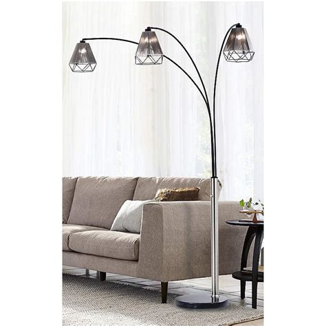 Nova Polygon Brushed Nickel 3 Light Steel Arc Floor Lamp Joanna Home