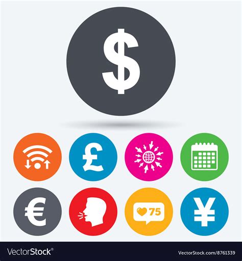 Dollar Euro Pound And Yen Currency Icons Vector Image