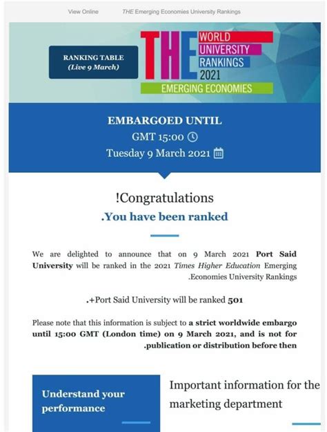 PSU Ranked Port Said University