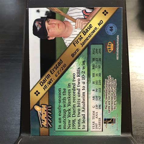 1998 Pacific Aurora Pennant Fever Red 44 Darin Erstad For Sale