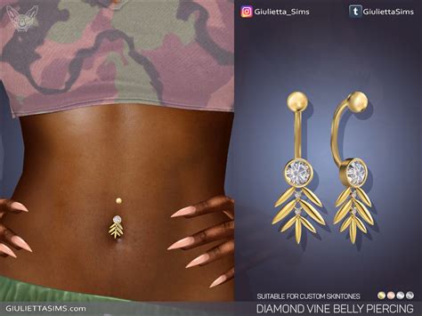 The Sims Resource Diamond Vine Belly Piercing For Custom Skintones