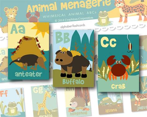 Printable animal alphabet flashcards / digital animal ABC flashcards ...