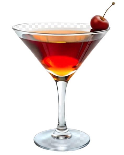 Sophisticated Manhattan Cocktail In Clear Martini Glass With Cherry 49400438 Png