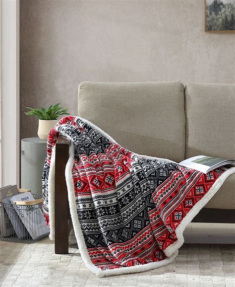 Eddie Bauer Classic Fair Isle Ultra Soft Plush Fleece Throw 60 X 50 Macys