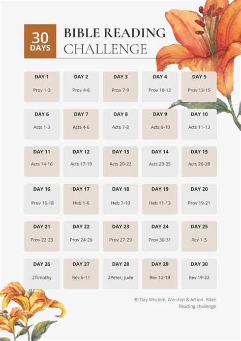 30 Day Wisdom, Worship & Action Bible Reading challenge - Free Bible Worksheets