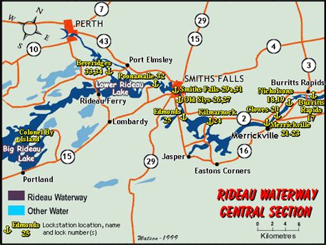 Rideau Canal - Road Map of the Central Rideau Canal