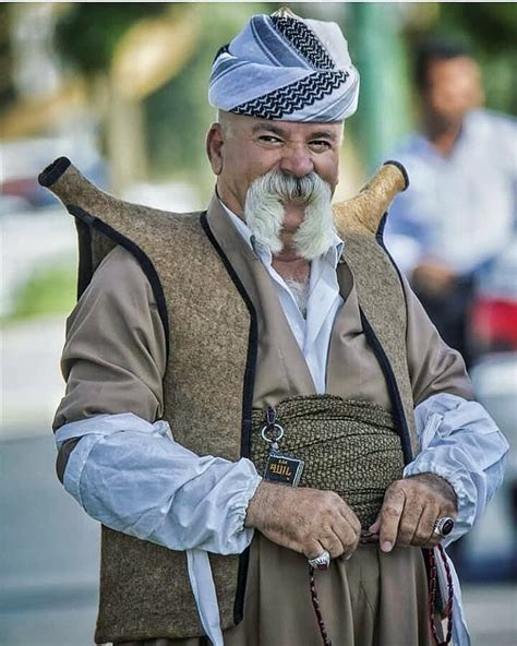 Kurdish Man In Traditional Costume Western Iran His Moustache Is