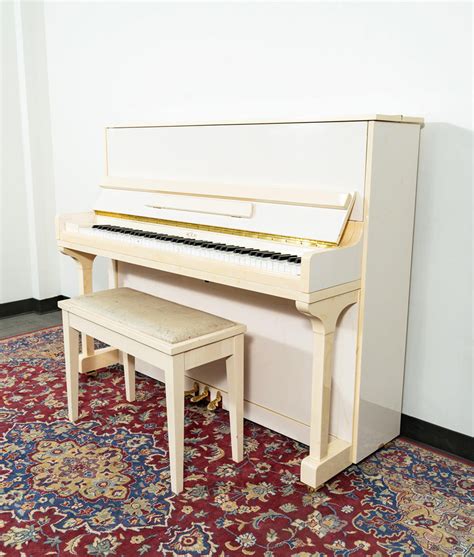 Carl Ebel Studio Upright Piano Polished Whiteivory Sn 45194