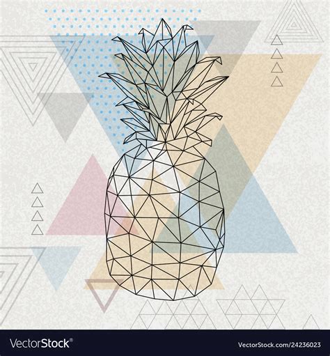 Hipster Geometric Polygonal Fruit Pineapple Vector Image