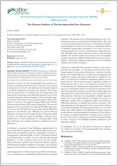 (PDF) The Pressure Problem of The Incompressible Flow Equations