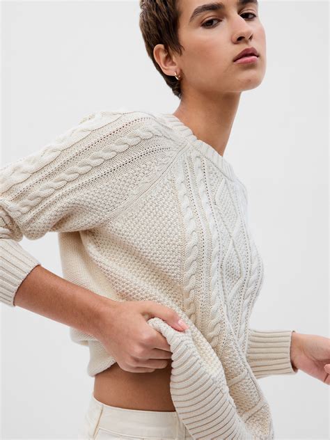 Cable Knit Crewneck Sweater Gap